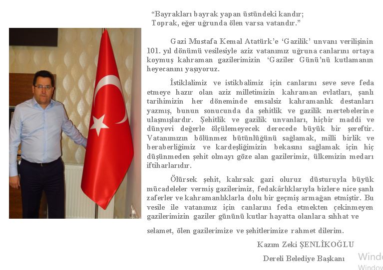 BAŞKANIN GAZİLER GÜNÜ MESAJI