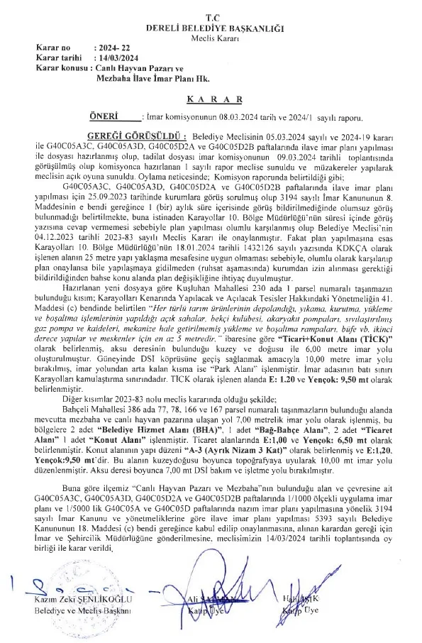 Bahçeli ve Kuşluhan Mahallesinde İmar Planı Yapılması