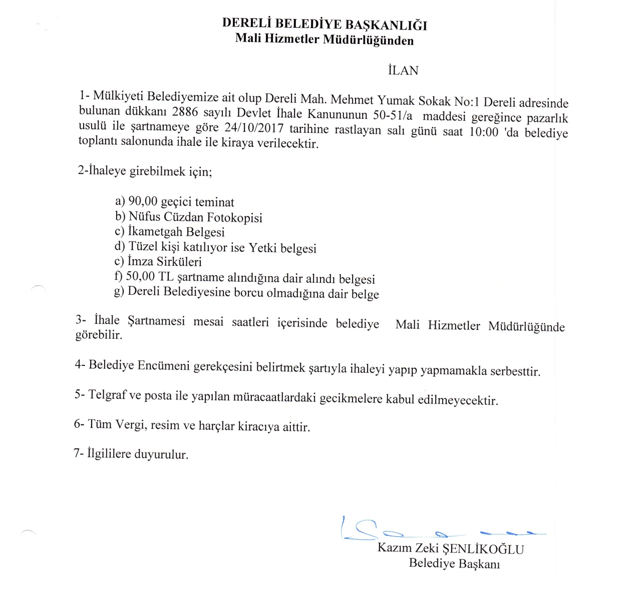 Tuvalet ve İşyerinin Kiralanması